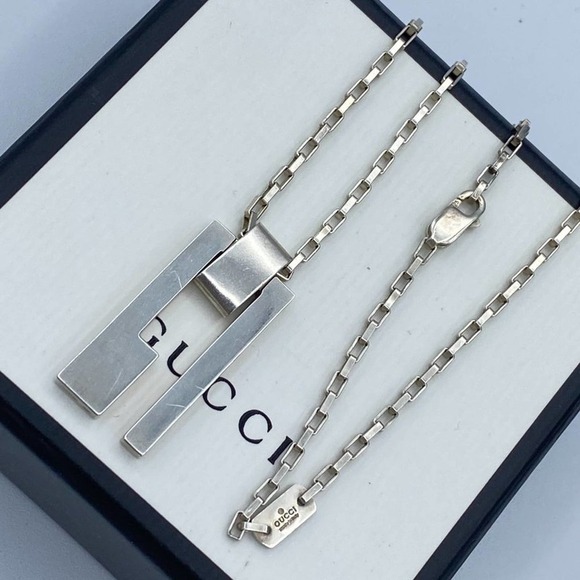 Authentic Gucci G Pendant Necklace Sterling sliver - Picture 2 of 8